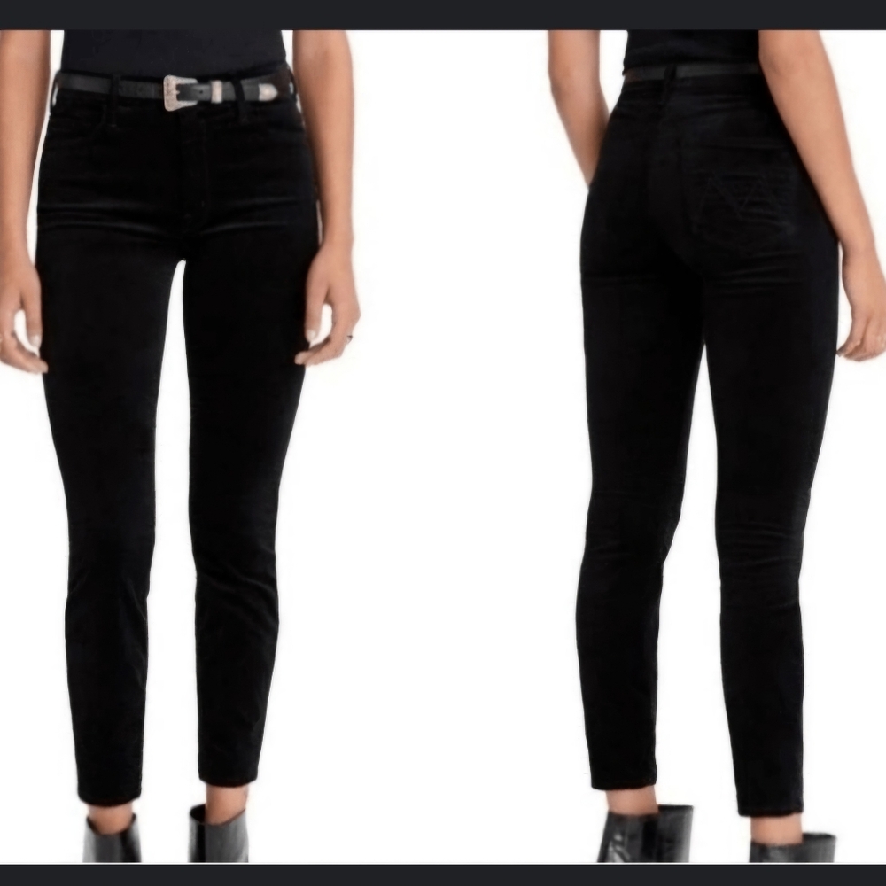 ReDone Velvet Skinny Fly Button Jeans W26 Black